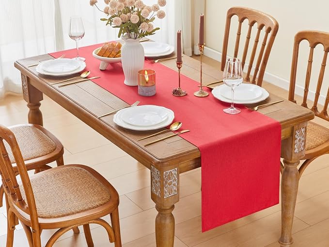 YATOJUZI Red Table Runner Seasonal Kitchen Dining Coffee Table Decoration 95 - Image 6