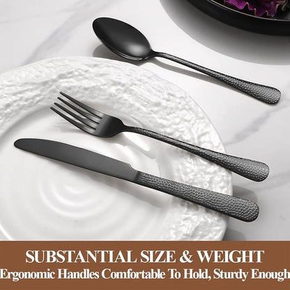 20 Pcs Black Silverware Set for 4, Food Grade Stainless Steel Flatware Set - Image 5