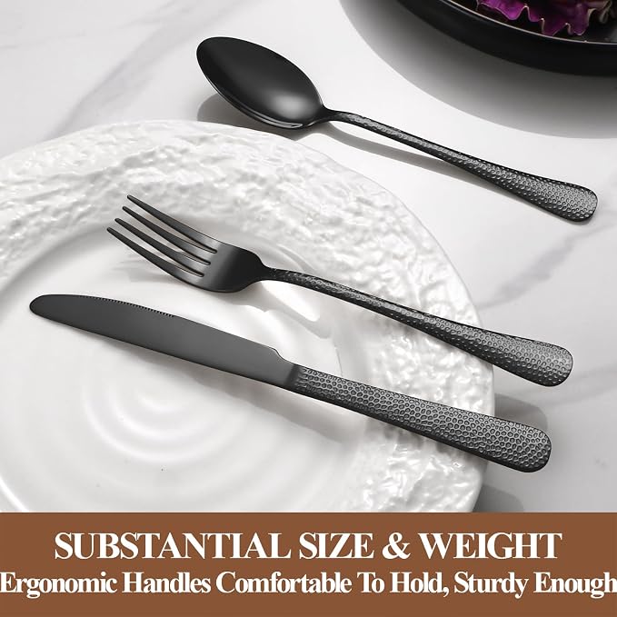 40 Pcs Black Silverware Set for 8, Food Grade Stainless Steel Flatware Set - Image 5