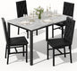 Hooseng Dining Table Set for 4, Faux Marble Small Kitchen Table Chairs Set of 4 with Luxurious Button Tufted Dinner Chairs for Kitchen and Dining (Gray)