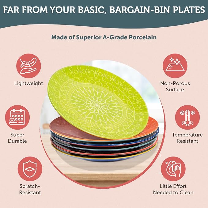 Salad Plates - Small Plate for Serving Appetizer, Sandwich - Microwavable - - Image 5