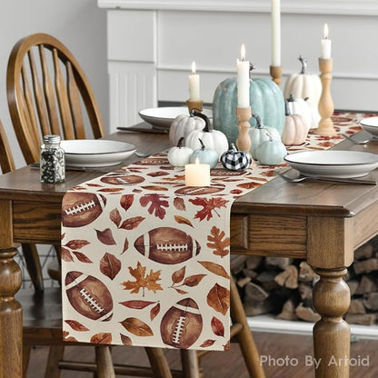 Artoid Mode 210 GSM Fall Table Runner 13x36 Inch Home Party Decor | Rugby Maple - Image 4