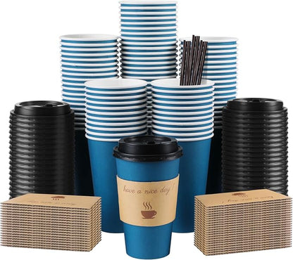 Clawsoff 100 Pack 16 oz Disposable Paper Coffee Cups by BuyNow