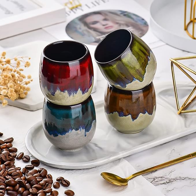 3 oz Ceramic Mini Espresso Cups Set of 4, Morandi Color - Image 4