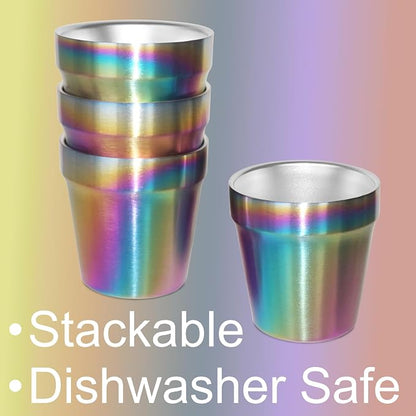 Stainless Steel Cups 4 Pack 6oz Double Walled Insulated Cups Stackable Travel - Image 4
