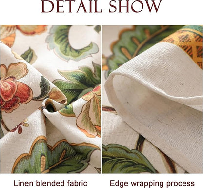 patdrea Designer Linen Rectangle Tablecloth,Vintage Provencal Rustic Floral Pattern Tablecloths,Decorative Table Cover Cloth for Kitchen,Dining Room,Tea Party,Home,Christmas,55"*71"
