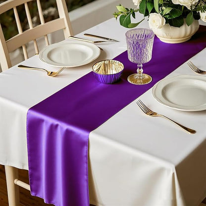 Pack of 10 Satin Purple Table Runners 12 x 108 Inches - Image 4