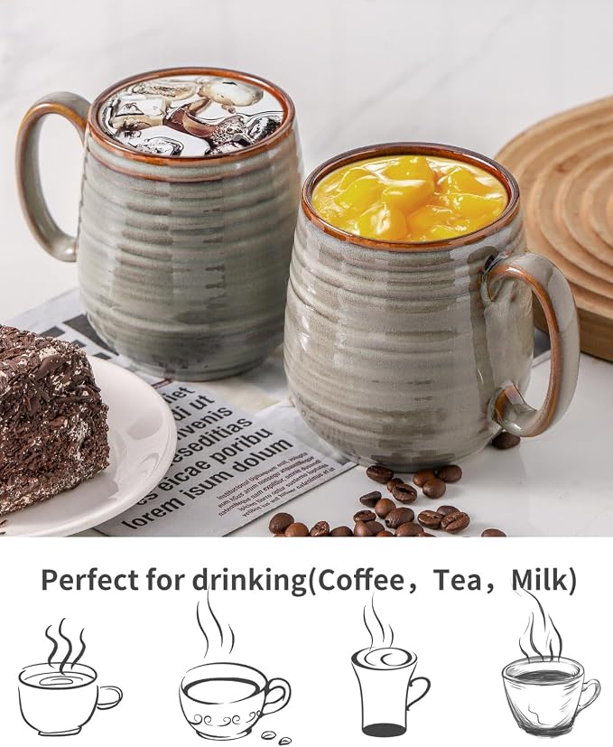 HASENSE Coffee Mug, 20 oz Large Ceramic Latte Cup - Image 5