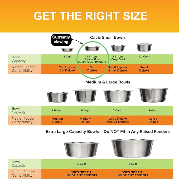 Neater Pet Brands 1.5 Cup Shallow Stainless Steel Cat Bowls, 1 Single Neater - Image 8