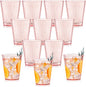12 PCS Plastic Ribbed Drinking Glasses Pink 10oz Vintage Ripple Stemless Wine by SHIQIKEJIPTY