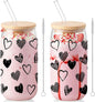 Sliner 2 Pcs Heart Glass Cups Iced Coffee Tumbler by Sliner