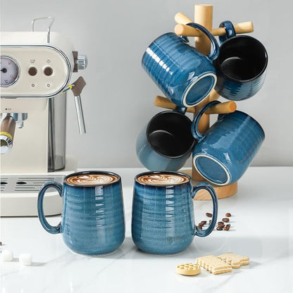 HASENSE Porcelain Coffee Mugs Set of 6, 15 Ounce Large Ceramic Coffee Cups Set - Image 4