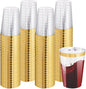 IOOOOO 100 Pack 12 oz Gold Plastic Cups, Disposable Wine Glasses Cocktail by I00000