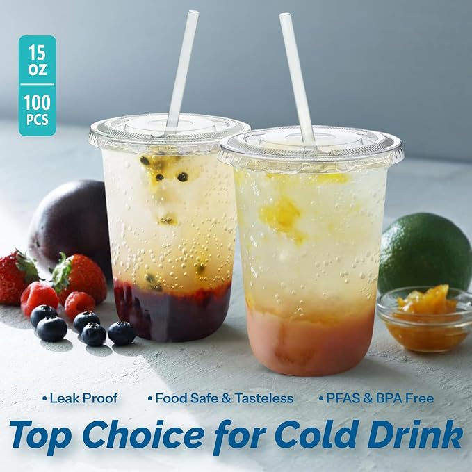 Homestockplus 15 oz Clear PET Plastic Cups - Image 3