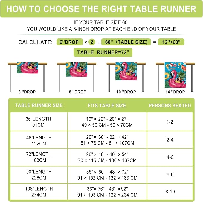 Summer Pool Flamingo Table Runner Spring Fun Float Party Burlap Table Runners - Image 7