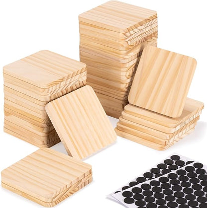 46Pcs Unfinished Wood Coasters-4" Unfinished Natural Wood Slices by Hanber