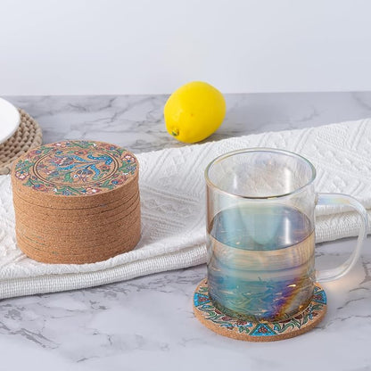 Cork Coasters for Drinks Absorbent Non Slip 12pcs 4 Inch Turkish | Coaster for - Image 7