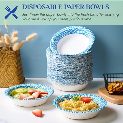 MUCHII 180 Count Paper Bowls 16 oz, Printed Soak Proof Disposable Bowls Bulk - Image 4