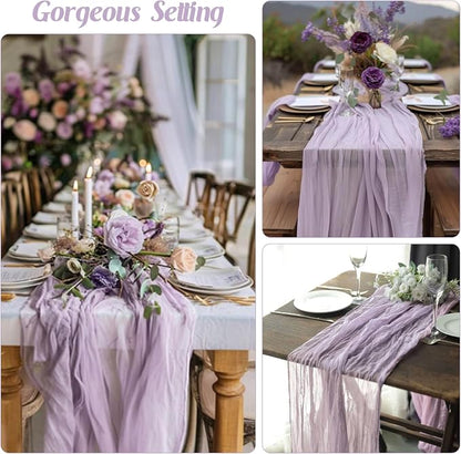 6 Pieces Lilac 10FT Cheesecloth Table Runner Boho Gauze Fabric Table Runner - Image 6