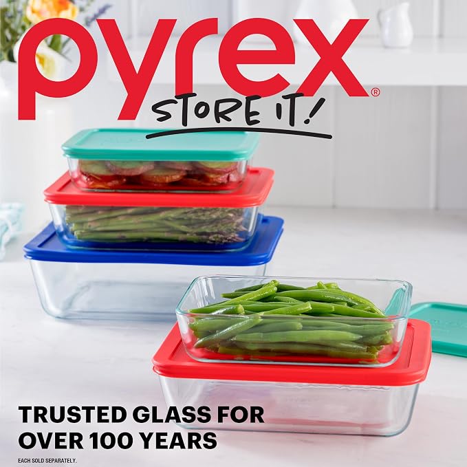 Pyrex Simply Store Glass Food Storage Container, Snug Fit Non-Toxic Plastic - Image 6