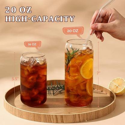 VITEVER 20 OZ Glass Cups with Bamboo Lids and Glass Straw - Image 2