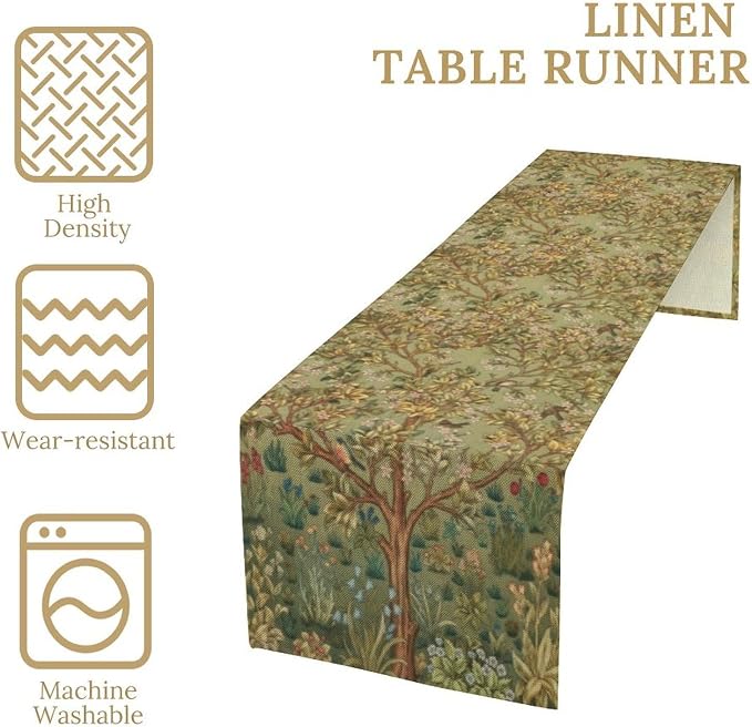William Morris Tree of Life Table Runner Vintage Flowers Table Runner - Image 4