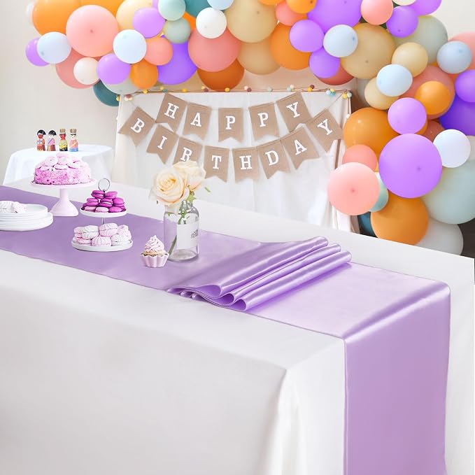 Lavender Satin Table Runners 10 Pack 12x108 inch Silk Smooth Fabric | Bright - Image 7