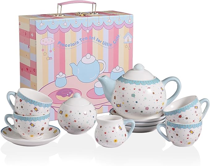 Sweejar Porcelain Tea Set for Little Girls, Kitchen Toys Tea Party Set for Kids by Sweejarco1949