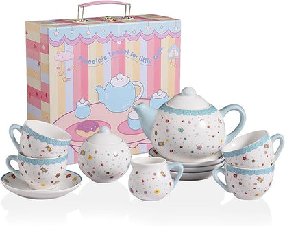Sweejar Porcelain Tea Set for Little Girls, Kitchen Toys Tea Party Set for Kids by Sweejarco1949