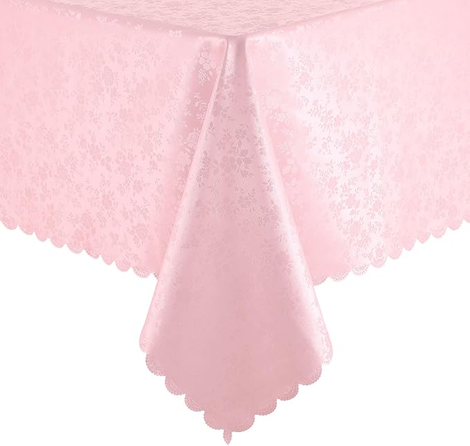 Smiry Rectangle Table Cloth, Waterproof Heavy Duty Vinyl Tablecloths, Wipeable Washable Table Cover for Kitchen, Dining Room & Valentines(Pink, 60" X 102")