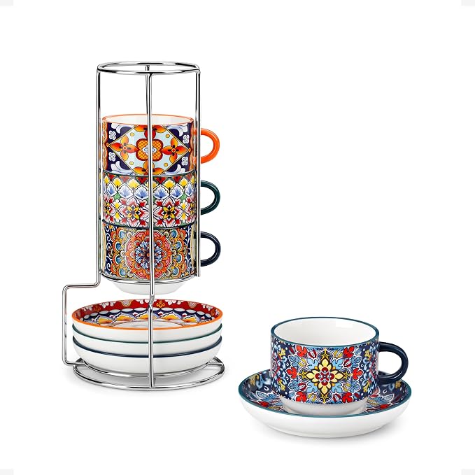 vancasso 2.5 Oz Stackable Espresso Cup Set of 4, Ceramic by vancasso