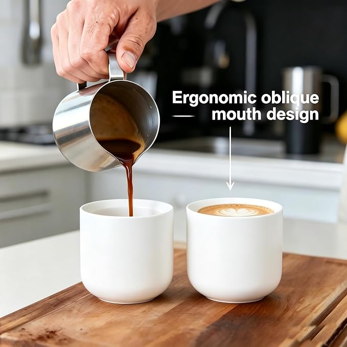 Espresso Cups Set of 2-3oz Demitasse Mugs Modern Thick Walled Durable Ceramic - Image 3