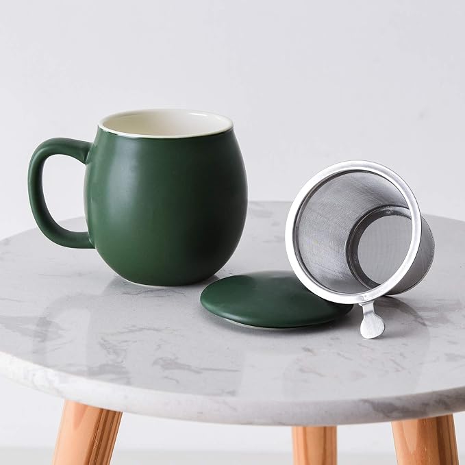 Yundu 12 OZ Matte Green Ceramics Teacup - Image 4