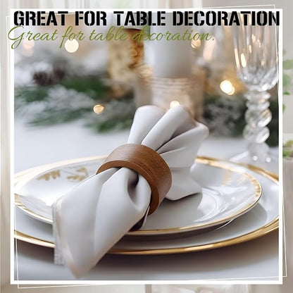 Zhehao 150 Pcs Wood Napkin Rings Bulk Acacia Brown Table Napkin Holder Buckles - Image 4