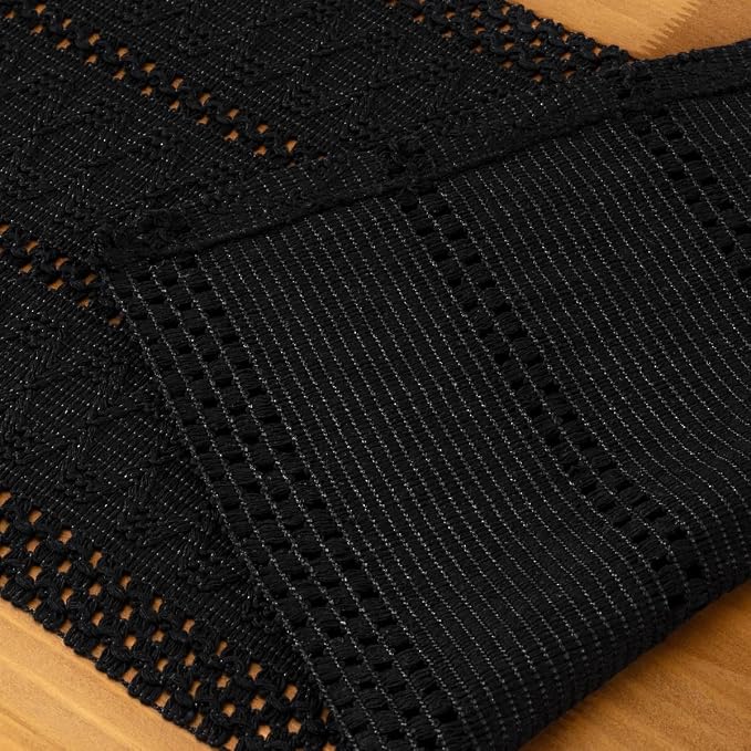 Black Boho Table Runner Farmhouse Macrame Woven Table Runner 12x60 Inch | Small - Image 5