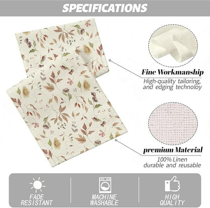 Floral Leaves Flower Table Runner, Wild Flowers and Leaves Seasonal Decor | - Image 2