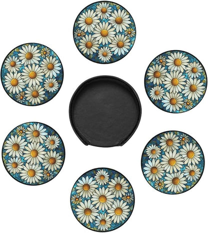 Daisy Coasters for Drinks, Daisy Decor Bar Drink Coasters for Coffee Table - Image 4