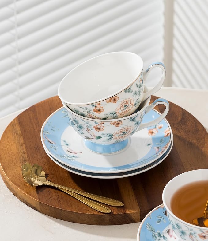 Jusalpha Porcelain Tea Set, 4 Cups and Saucers - Image 8