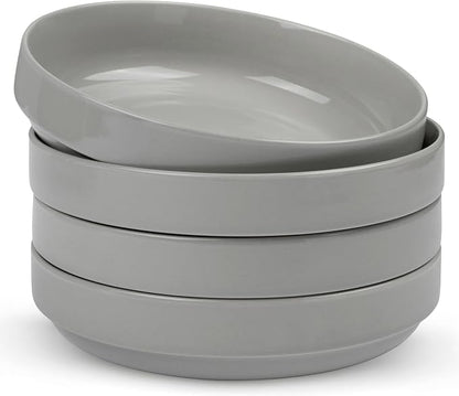 KooK Ceramic Large Pasta Bowls, Microwave and Dishwasher Safe, Shallow Serving by Kook
