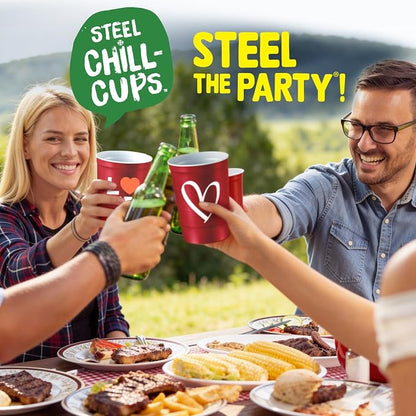 Steel Chill Cups 16 oz. Reusable Party Cups, Love & Heart Design, 100% - Image 6