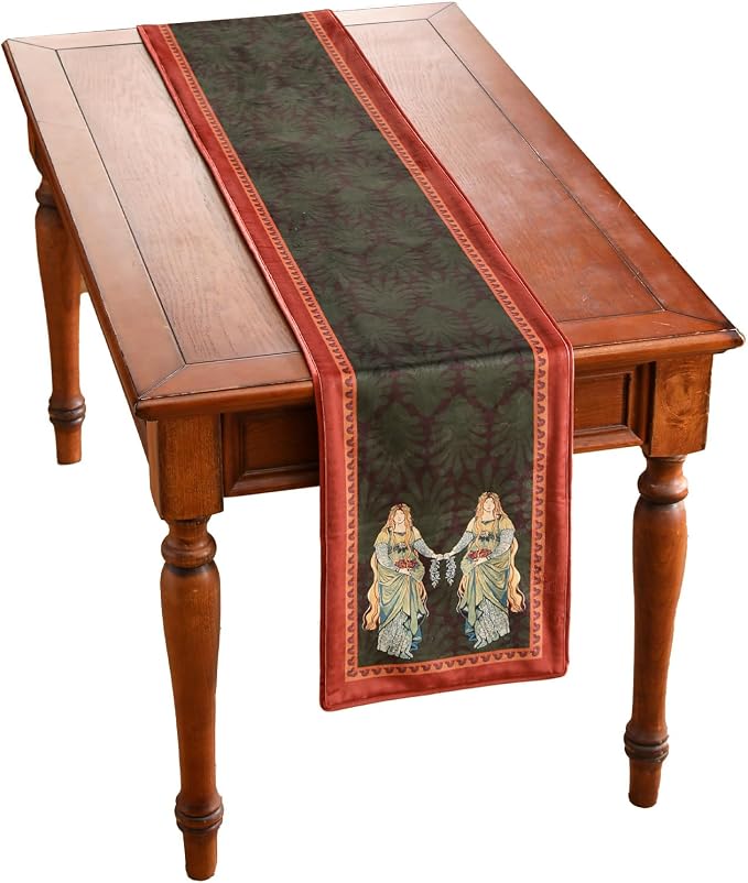 Patdrea Designer Elegant Velvet Table Runner, Classic Art Pattern, Decorative - Image 2