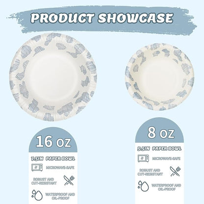30 Pack Paper Bowls, 8 Oz Disposable Soup Bowl, Heavy Duty Printed Disposable - Image 6