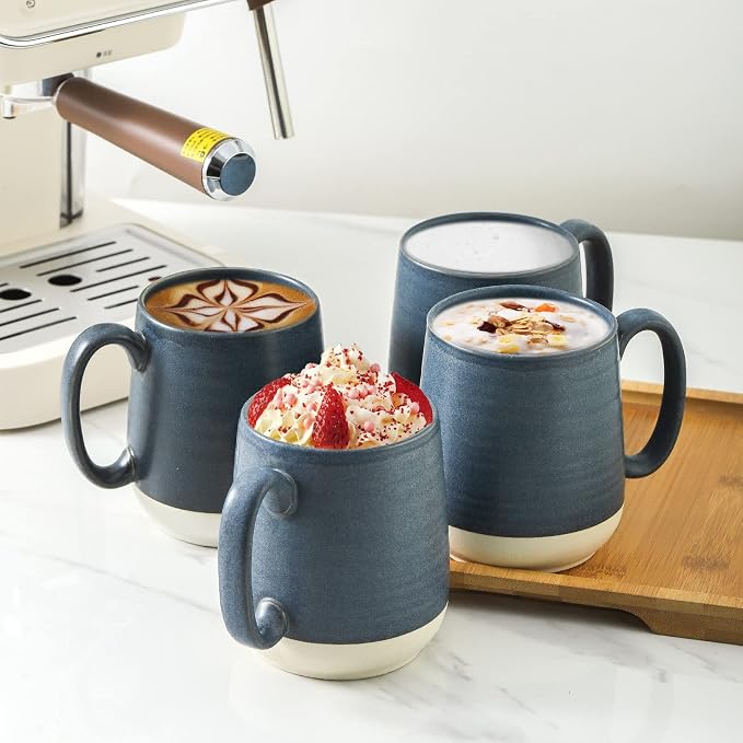 HASENSE Ceramic Large Coffee Mugs Set of 4-15 Ounce Porcelain Coffee Cups Set - Image 2