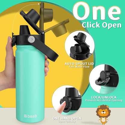 baab 18oz Kids Insulated Water Bottle 18/8 Stainless Steel Kids Cup 1 Pack | - Image 4