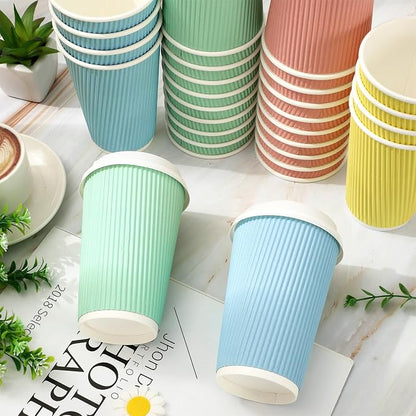 Whaline 100 Pcs Pastel Color Disposable Coffee Cups - Image 3