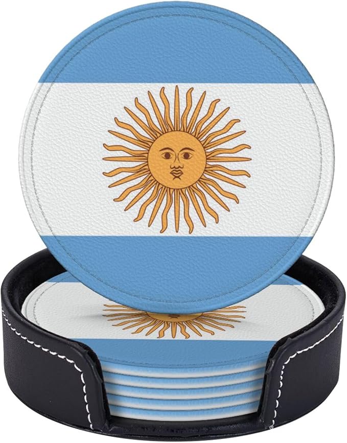 6 Pack Argentina Flag Leather Coaster by GTEVUTS