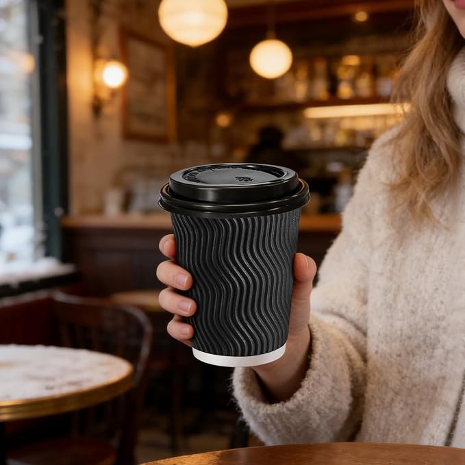 Lamosi 50 Pack 8 oz Disposable Coffee Cups - Image 7