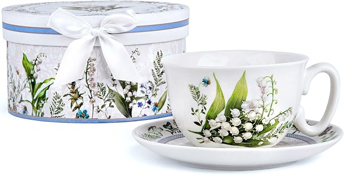 STP GOODS Bone China Tea/Coffee Cup and Saucer in Gift Box Tea Cup and Saucer by STP-Goods