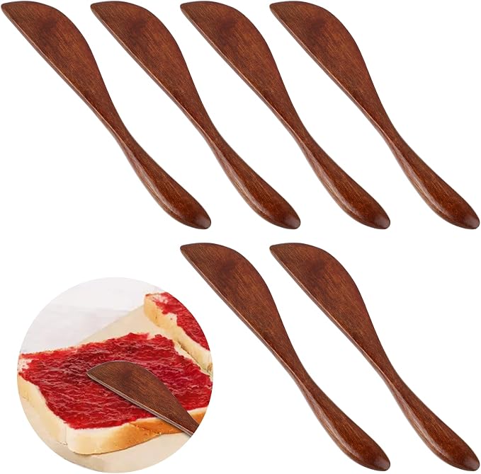 Molain 6Pcs Wooden Butter Knife, 5.9 Inch Jelly Cheese Spreaders Jam Sandwich by Molain
