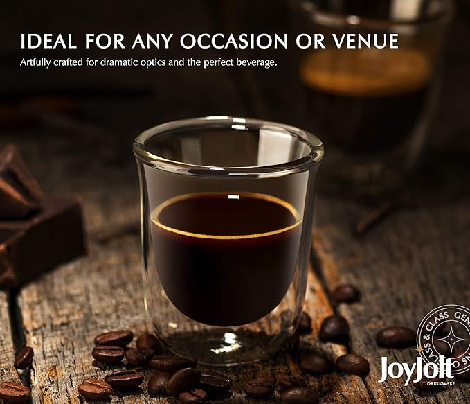 JoyJolt Javaah Double Walled Espresso Glasses Espresso Cups Set of 4 | 2-Ounces - Image 6